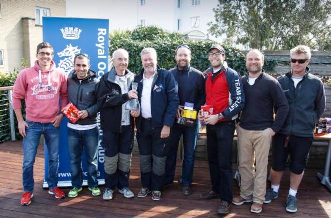 David Franks and the crew of Strait Dealer who won in IRC Three receive their prizes from the RORC Admiral  Andrew McIrvine - RORC Easter Challenge © RORC/Paul Wyeth/pwpictures.com